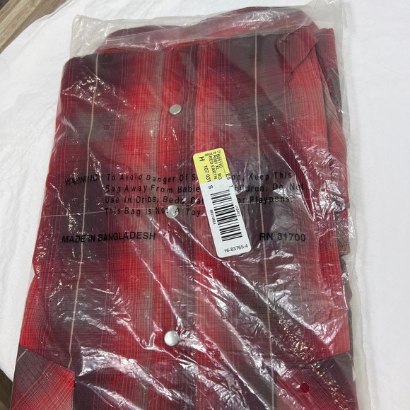 High Noon Western Shirt Mens X Large S/S Red Plaid Pearl Snaps NIP - Picture 4 of 7